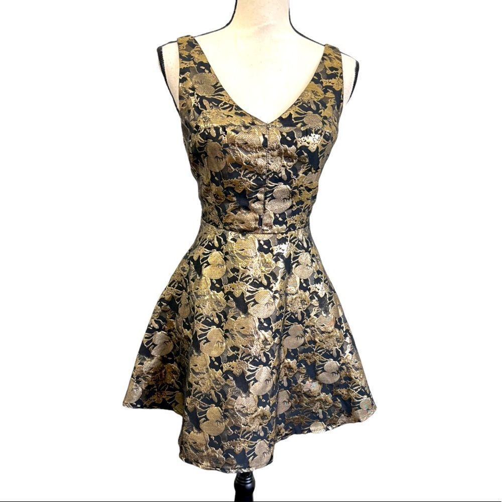 DO+BE Gold and Black Floral Dress
